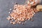 Himalayan pink coarse salt scattered