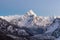 Himalayan scenery of mountain Ama Dablam summit.