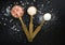 Himalayan and sea salt in measuring spoons.Overhead view