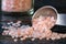 Himalayan Sea Salt Spilled from a Teaspoon