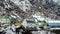 Himalayan villages and houses covered with snow after a heavy snow storm at Sikkim, India