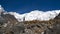 Himalayas mountain landscape in the Annapurna region. Annapurna peak in the Himalaya range, Nepal. Annapurna base camp trek. Snowy