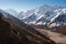 Himalayas mountain view from top of Kyanjin Ri view point in Langtang region, Nepal