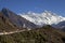 Himalayas, Nepal. beautiful sunny weather and spectacular views on Mount Everest, the highest mountain in the world.