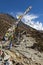 Himalayas,Prayer flags, strung along mountain ridges and peaks high in the Himalayas