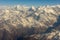 Himalayas ridge aerial view on Nepal