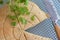 Himbasha Ethiopian Flatbread on a grill with green herbs and a knife.