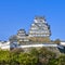 The Himeji castle on top of stone walls, Japan.