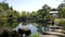 Himeji Garden with pond and stepping stones in Japan