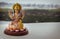 Hindu cosmos Maha laxshmi statue decorated with Flower Garland with nature background