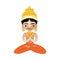 Hindu deity with animal face sitting and meditating vector illustration