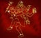 Hindu deity lord Shiva on a sparkling red background