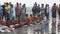 Hindu devotees praying before their holy dip during Rash Mela festival at Dublar Char Dubla island , Bangladesh.