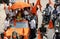 Hindu devotess take a Hanuman Jayanthi Shobha Yatra , Hyderabad,india