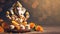 Hindu elephant-headed god Ganesh with offerings