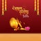 Hindu festival Akshaya Tritiya concept with hindi written text Akshaya Tritiya wishes with golden kalash with full of gold coins