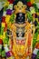 hindu god lord rama from Ramayana black stone statue from flat angle in details