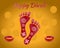 Hindu Goddess Laxmi`s footprint for good luck with text of Diwali greetings