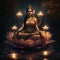 Hindu godess Laxmi sitting on lotus Magical glow - Generted by generative AI