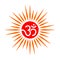 The Hindu holy Om sign vector with Sun rays