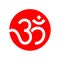 A Hindu holy sign Om with red round icon