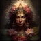 hindu indian beautiful goddess lakshmi head morphing into flower generative AI