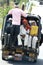 Hindu Indian Family Ride Three Wheel Taxi, Travel to India