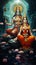 Hindu Indian lord Vishnu and goddess Lakshmi together generative AI