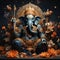 Hindu Lord Ganesha extreme closeup. Generative AI