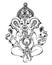 Hindu lord ganesha ornate sketch drawing, tattoo, yoga