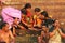 Hindu Pilgrims doing rituals at Varanasi,India