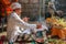 Hindu priest wearing a white uniform was carrying out a religious ceremony with a melodious chime and a beautiful and peaceful