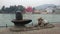 Hindu religion symbols on the bank of the Ganges River, sacred waters, Haridwar