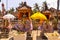 Hindu temple complex houses with traditional umbrellas, Nusa Penida of, Indonesia