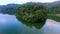 A Hindu Temple in the middle of the Tamblingan lake in Bali, Aerial Shot