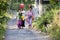 Hindu women carry on their heads offerings, - Nusa Penida, Indonesia