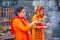 Hindu women offer prayers at the Pashupatinath temple during Teej festival