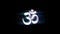 Hinduism, meditation, om, yoga hindu symbol, indian religion symbol on glitch retro vintage animation.