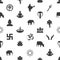 Hinduism religions symbols gray seamless pattern eps10