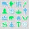 Hinduism religions symbols vector set of stickers eps10