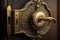 hinged door lock with keyhole and shiny brass key, for a warm and inviting atmosphere