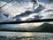 hinged wooden bridge over the river somewhere on the altai