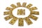 Hinges for doors flower sun circle. Golden brass. On white