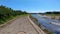 Hinokinai River riverbank in summer sunny day