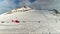 Hintertux glacier, Tirol, Austria - February 17, 2020 - rescue helicopter in action. Evacuation of damaged skiers. Time