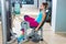 Hip abduction woman exercise at gym indoor