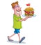 Hip Guy Walking With Bacon Double Cheeseburger