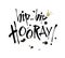 Hip hip Hooray - modern calligraphy text handwritten with ink and brush. Positive saying. Vector illustration.