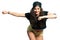 Hip hop aerobics dancer young smiling woman with curly hair