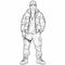 Hip Hop Aesthetics Coloring Pages Of A Man In Jackets And Shoes
